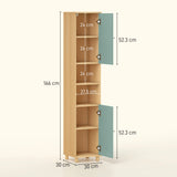 HOMCOM Bathroom Cabinet with Adjustable Shelves and Open Shelves - Green