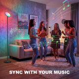 HOMCOM Uplighter Floor Lamp with Tuya App and Music Sync, Standing Lamp with Adjustable Head for Living Room Bedroom, Black