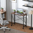 HOMCOM 80 cm Folding Desk on Wheels - Rustic Brown