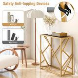 31.5 Inch Golden Heavy-duty Metal Frame Entryway Table with Foot Pads-Black