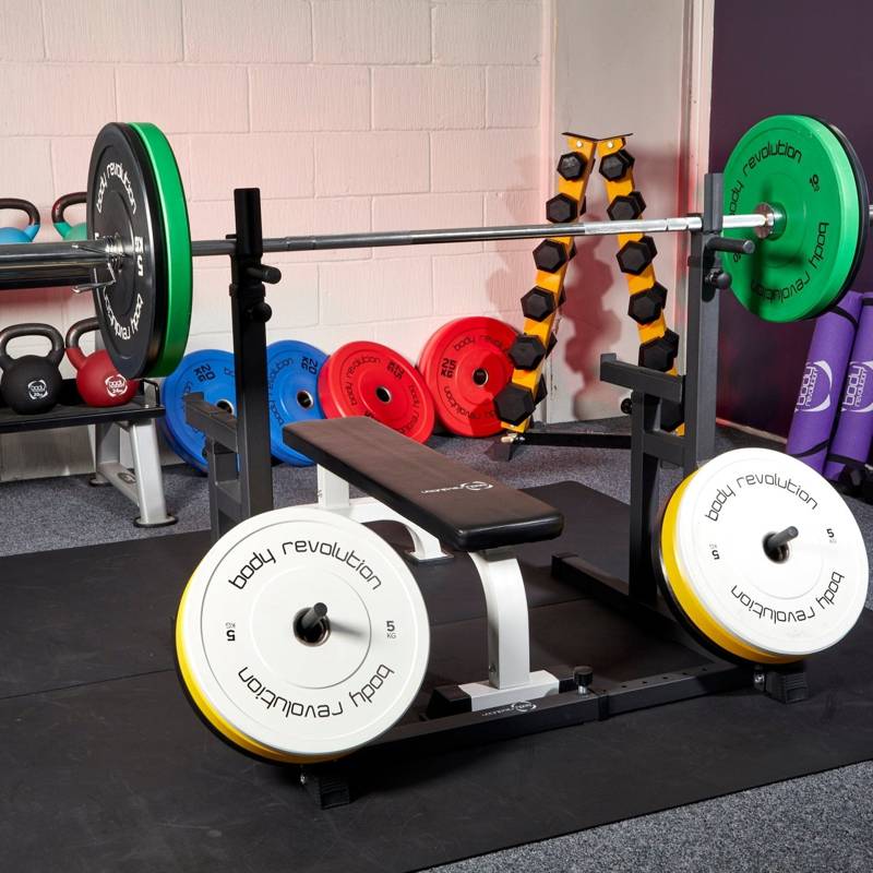 Adjustable Squat Rack with Weight Plate Storage & Heavy-Duty Padded Bench - 250kg Capacity  Squat Rack + Flat Weight Bench Set