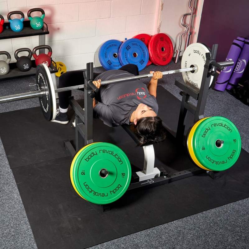 Adjustable Squat Rack with Weight Plate Storage & Heavy-Duty Padded Bench - 250kg Capacity  Squat Rack + Flat Weight Bench Set