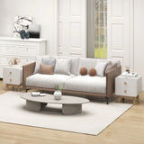 Nightstand with 2 Drawers Solid Rubber Wood Legs-White