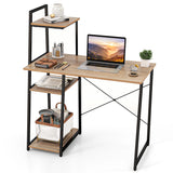 Home Office Desk with Bookshelf and Host Stand-Natural