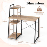 Home Office Desk with Bookshelf and Host Stand-Natural