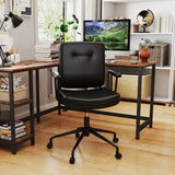 Home Office Small Desk Chair with Adjustable Height Wheels-Black