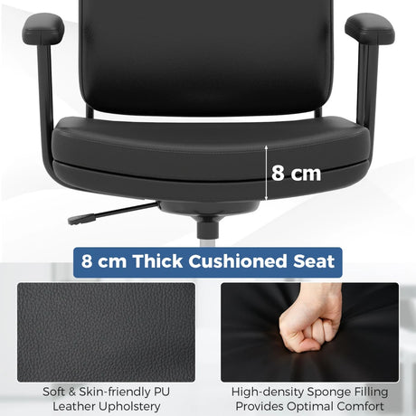 Home Office Small Desk Chair with Adjustable Height Wheels-Black