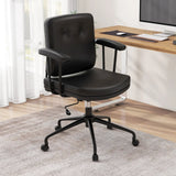 Home Office Small Desk Chair with Adjustable Height Wheels-Dark Brown