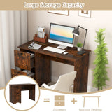 Home Office Writing Desk with 2 Drawers-Rustic Brown