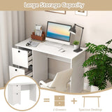 Computer Desk with 2 Drawers Compact Laptop Study Desk Multifunctional Workstation White