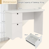 Computer Desk with 2 Drawers Compact Laptop Study Desk Multifunctional Workstation White