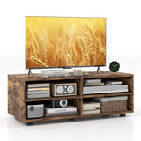 Home TV Stand with 5 Positions Adjustable Shelves for TV up to 4 Cubbies-Rustic Brown