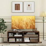 Home TV Stand with 5 Positions Adjustable Shelves for TV up to 4 Cubbies-Rustic Brown