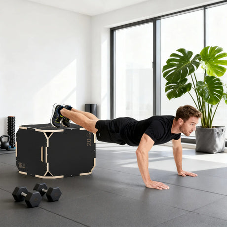 SPORTNOW Non-Slip Plyo Box, Corner-free Wooden Jump Box, 40.5 x 51 x 47.5 cm