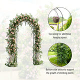Outsunny Vintage Style Steel Garden Patio Outdoor Arbor & Trellis Arch Support For Vines & Climbing Plants Decoration - Black 2.3H m