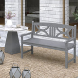 Outsunny 2-Seater Wooden Garden Bench Outdoor Patio Loveseat for Porch, Grey