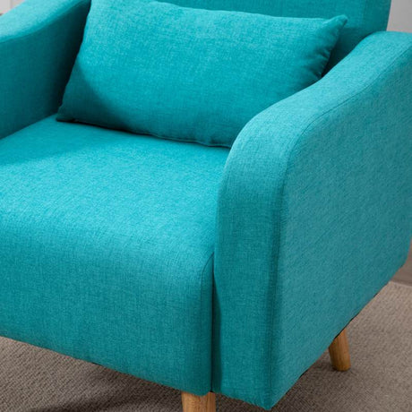 HOMCOM Accent Chair, Linen-Touch Armchair, Upholstered Leisure Lounge Sofa for Living Room, Club Chair with Wooden Frame, Teal