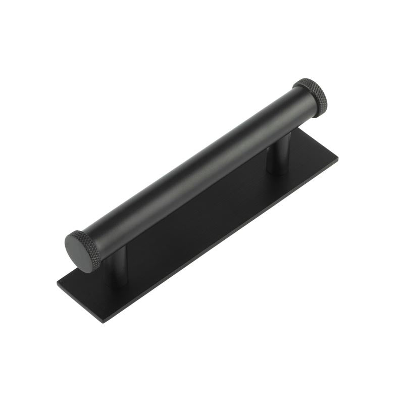 Hoxton Wenlock Cabinet Handles 96mm Ctrs Plain Backplate Matt Black