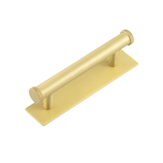 Hoxton Wenlock Cabinet Handles 96mm Ctrs Plain Backplate Satin Brass