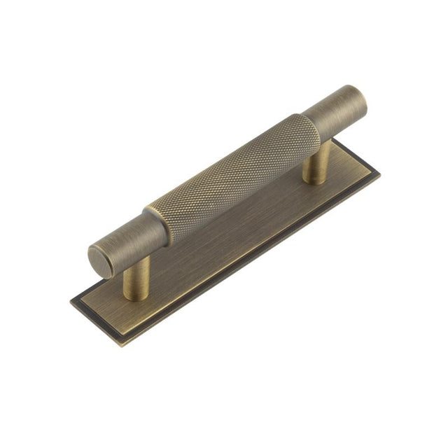 Hoxton Taplow Cabinet Handles 96mm Ctrs Stepped Backplate Antique Brass