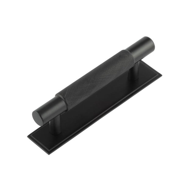 Hoxton Taplow Cabinet Handles 96mm Ctrs Stepped Backplate Matt Black