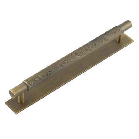 Hoxton Taplow Cabinet Handles 224mm Ctrs Plain Backplate Antique Brass