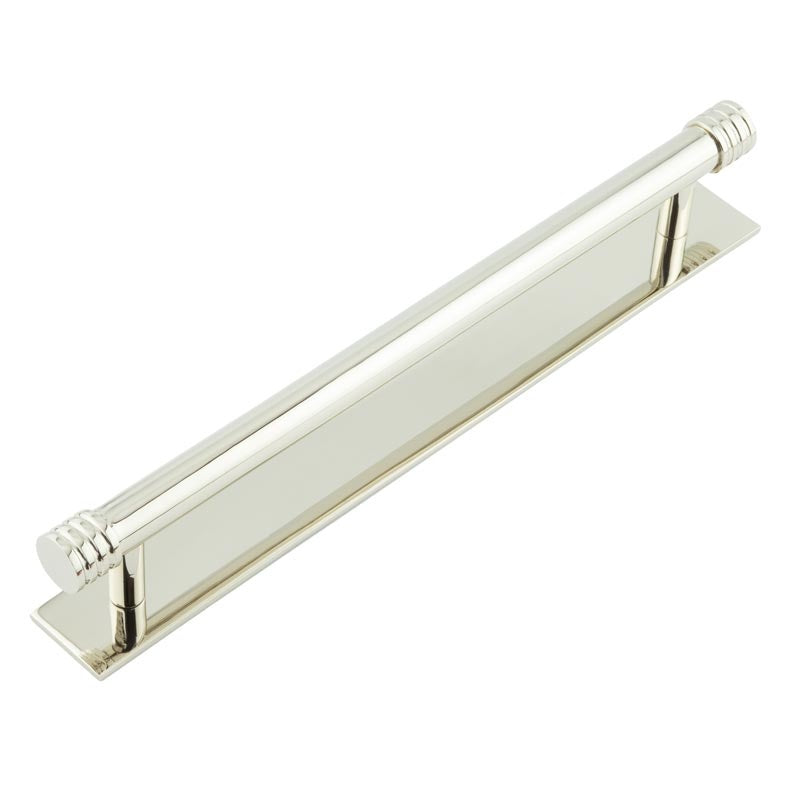 Hoxton Sturt Cabinet Handles 224mm Ctrs Plain Backplate Polished Nickel