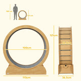 PawHut 39.4" Wooden Cat Running Wheel with Brake, Natural
