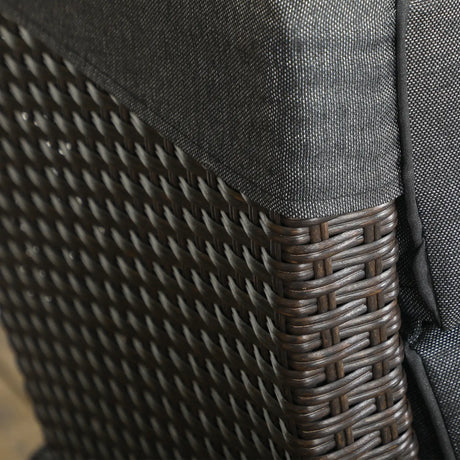 Outsunny Outdoor Recliner Chair with Adjustable Backrest and Footrest, Cushion, Side Tray, Dark Grey/Brown