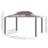 Outsunny 3 x 4m Aluminium Garden Gazebo, Marquee Canopy Shelter Pavilion Party Tent with Nets and Curtains for Garden and Deck, Coffee
