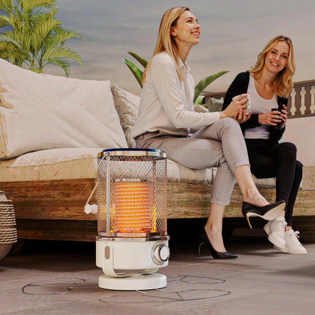 Outsunny 2000W Patio Electric Heater with 10-20m2 Coverage, Separation Coil, Freestanding Outdoor Infrared Heater with Tip-Over Protection, Overheat Protection, Handle for Indoor and Outdoor Use, White