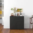 HOMCOM High Gloss Frame Sideboard, Push-Open Design with 2 Drawers for Living Room, Bedroom, 74H x 79W x 36Dcm, Black