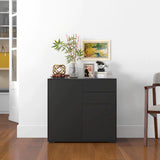 HOMCOM High Gloss Frame Sideboard, Push-Open Design with 2 Drawers for Living Room, Bedroom, 74H x 79W x 36Dcm, Black