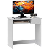 HOMCOM Compact Computer Desk with Keyboard Tray, Home Office Desk with Drawer for Bedroom Study, White