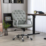 Vinsetto Office Chair Ergonomic 360 Swivel PU Diamante Padded Base 5 Castor Wheels for Home Work Grey