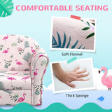 AIYAPLAY Kids Armchair with Flamingo Design, Wooden Frame, for Bedroom, Playroom, Kids Room, Pink