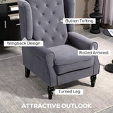 HOMCOM Wingback Accent Chair, Retro Upholstered Button Tufted Occasional Chair for Living Room and Bedroom, Charcoal Grey