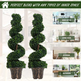 Outsunny Set of 2 Artificial Plants White Rose Floral in Pot, Fake Plants for Home Indoor Decor, 90cm, Yellow