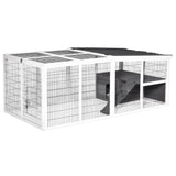 PawHut Guinea Pigs Hutches Wooden Small Rabbits Hutches Pet Run Cover Indoor Outdoor, Grey