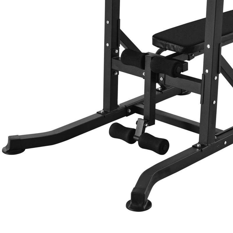 HOMCOM Pull Up Station with Adjustable Weight Bench, Dip Station and Barbell Rack, Multi-Function Power Tower Free Standing Pull Up Bar for Home Gym