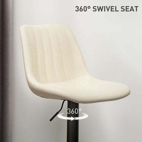 HOMCOM Set of Two Chenille-Feel Tub Bat Stools - Beige