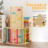 AIYAPLAY 8-in-1 Toddler Climbing Frame, Indoor Play Triangle Set with Slide, Arch and Triangle Ladder, Multicolour