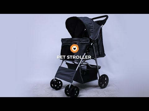 Pet Stroller with Rain Cover – Red