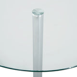 HOMCOM Round Dining Table, Modern Dining Room Table with Tempered Glass Top, Steel Base, Space Saving Small Bar Table