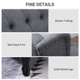 HOMCOM Recliner Armchair, Vintage Reclining Chair with Nail Head Trim, Wingback Chair with Button Tufted Back and Footrest, for Living Room, Grey