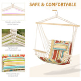 Outsunny Hanging Hammock Chair Swing Chair Thick Rope Frame Safe Wide Seat Indoor Outdoor Home, Patio, Yard, Garde Spot Stylish Multi-Color Stripe