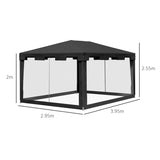 Outsunny 4 x 3 m Party Tent Wedding Gazebo Outdoor Waterproof PE Canopy Shade with Panel