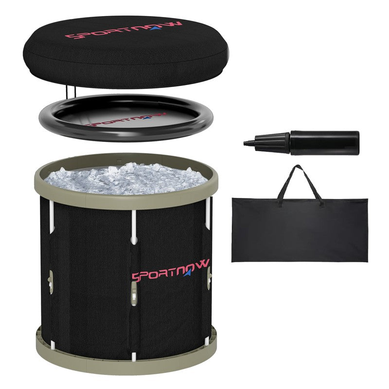 SPORTNOW 210L Outdoor Ice Bath Tub, with Lid, Cover, Carry Bag, Black
