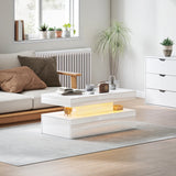 HOMCOM LED Coffee Table with Storage - High Gloss White