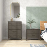 HOMCOM Velvet-Feel Chest of Four Drawers - Brown
